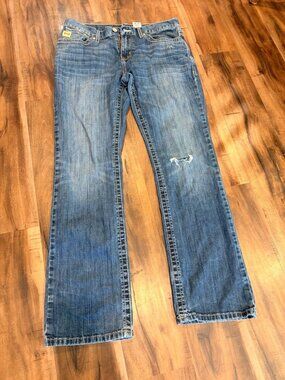 Cinch Men's Blue Straight Denim Jeans 5-Pocket Zip Button